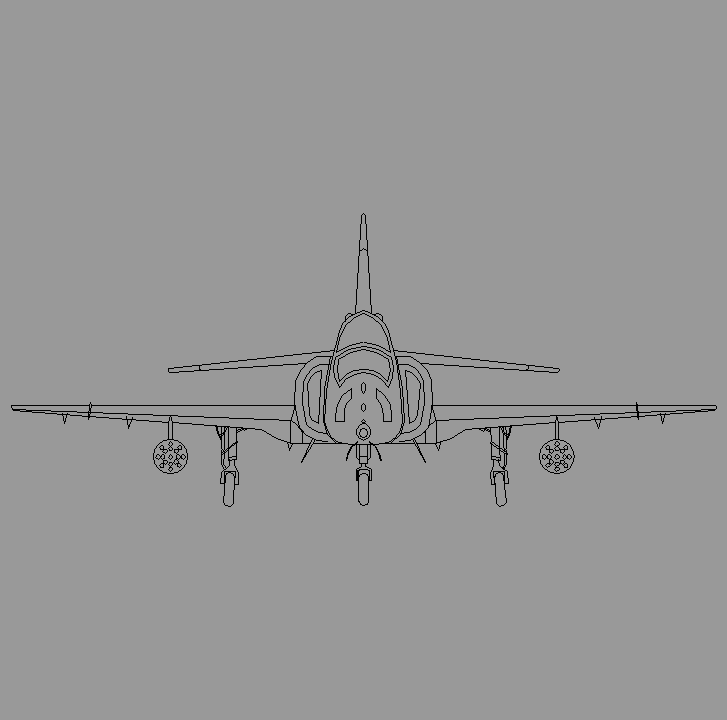 Bloque Autocad Vista de Caza F-16 en Alzado